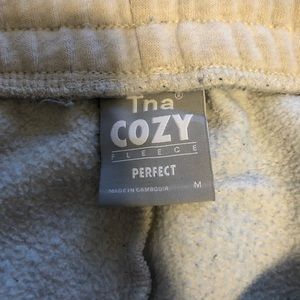 Aritzia TNA cozy fleece perfect fit sweatpants light grey